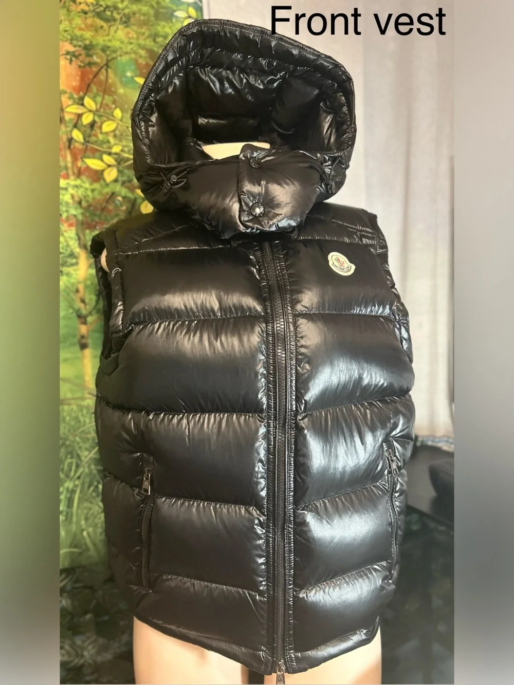 Moncler Bormes Authentic Shiny Black Puffer Hooded Vest | Size: 2